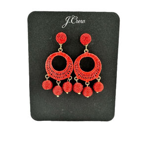 J. Crew Earrings NWT Red Hoop Boho Style Dangle